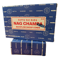 Благовония-конусы Sai Baba NAG CHAMPA Backflow Dhoop Cones 10 шт., SATYA